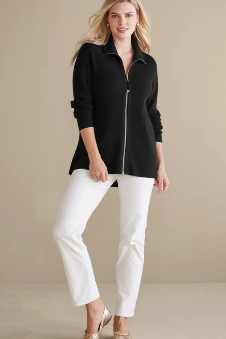 New Soft Surroundings Meria Zip Cardi