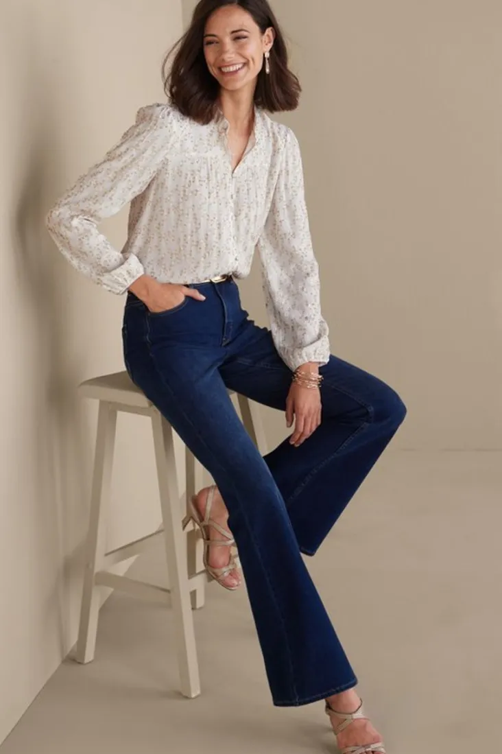Hot Soft Surroundings Mila Metallic Blouse IvoryPearl