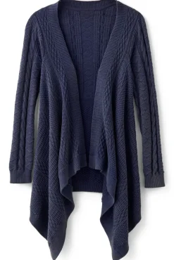 Sale Soft Surroundings Minah Cable Knit Cardigan DenimBlue