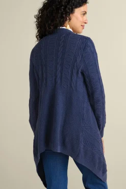 Sale Soft Surroundings Minah Cable Knit Cardigan DenimBlue