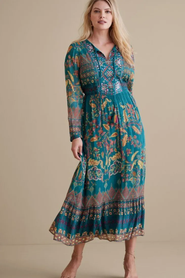 Clearance Soft Surroundings Mirapani Dress AyalettaBlue
