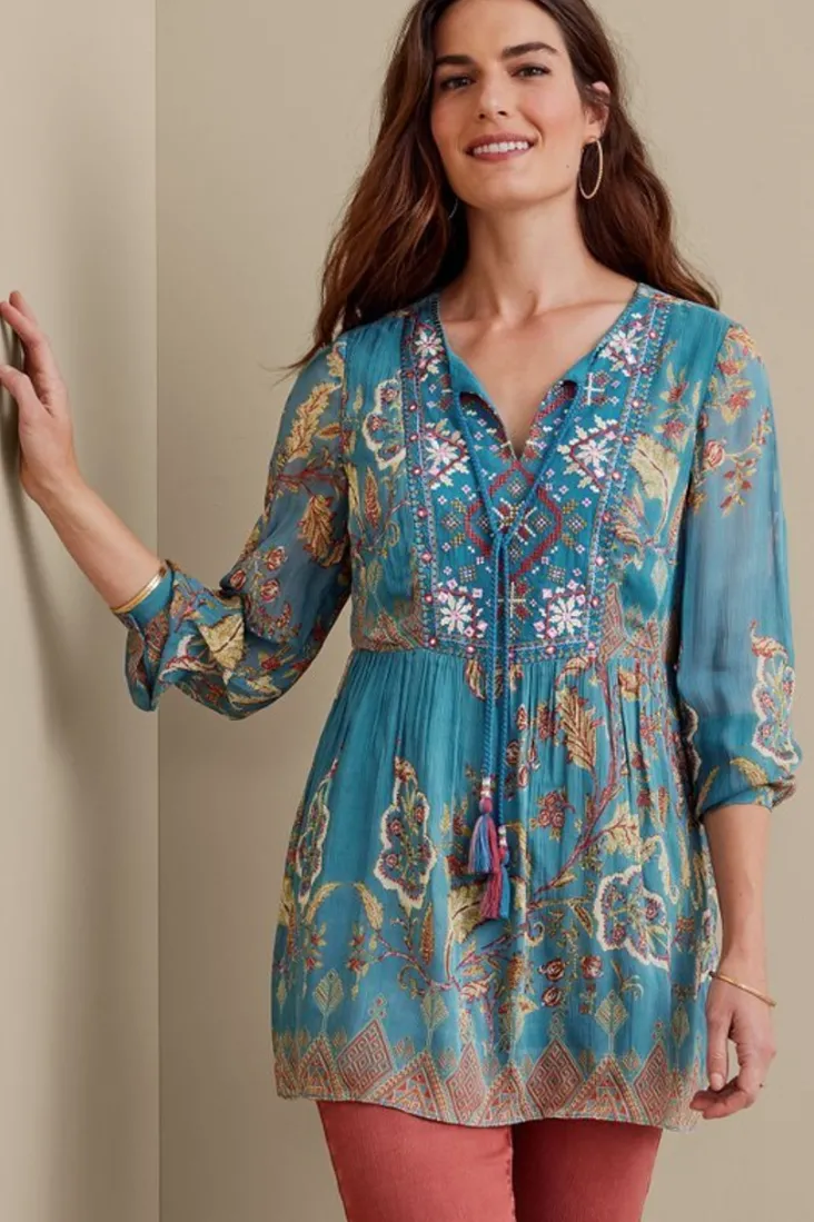 Soft Surroundings Mirapani Tunic AyalettaBlue