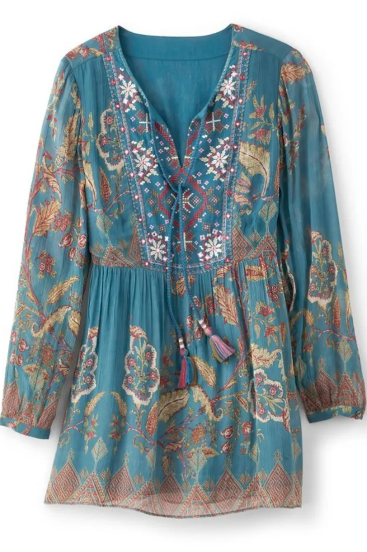 Soft Surroundings Mirapani Tunic AyalettaBlue