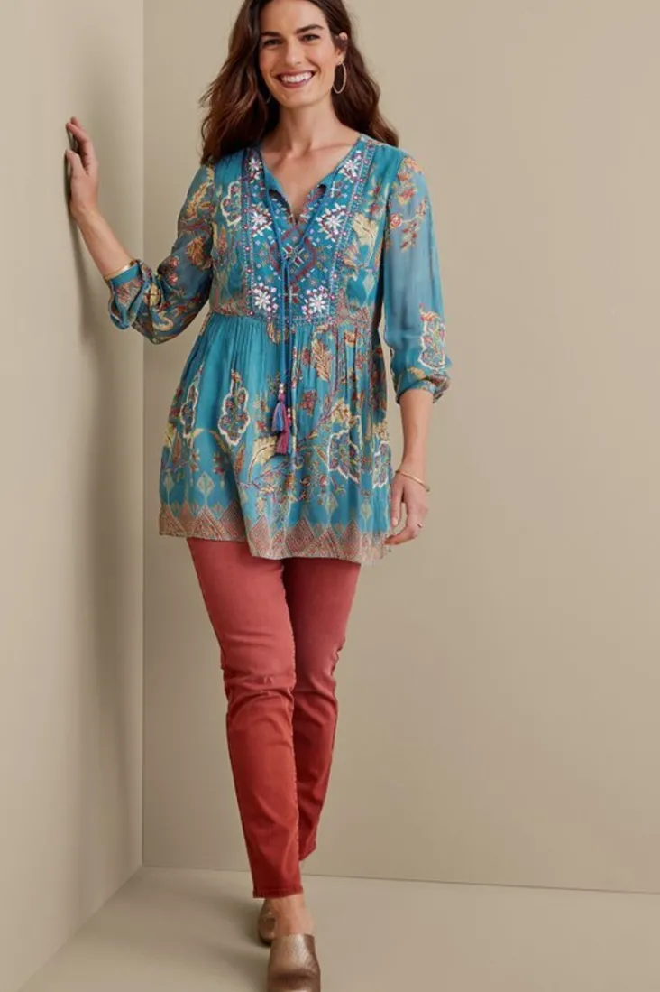 Soft Surroundings Mirapani Tunic AyalettaBlue