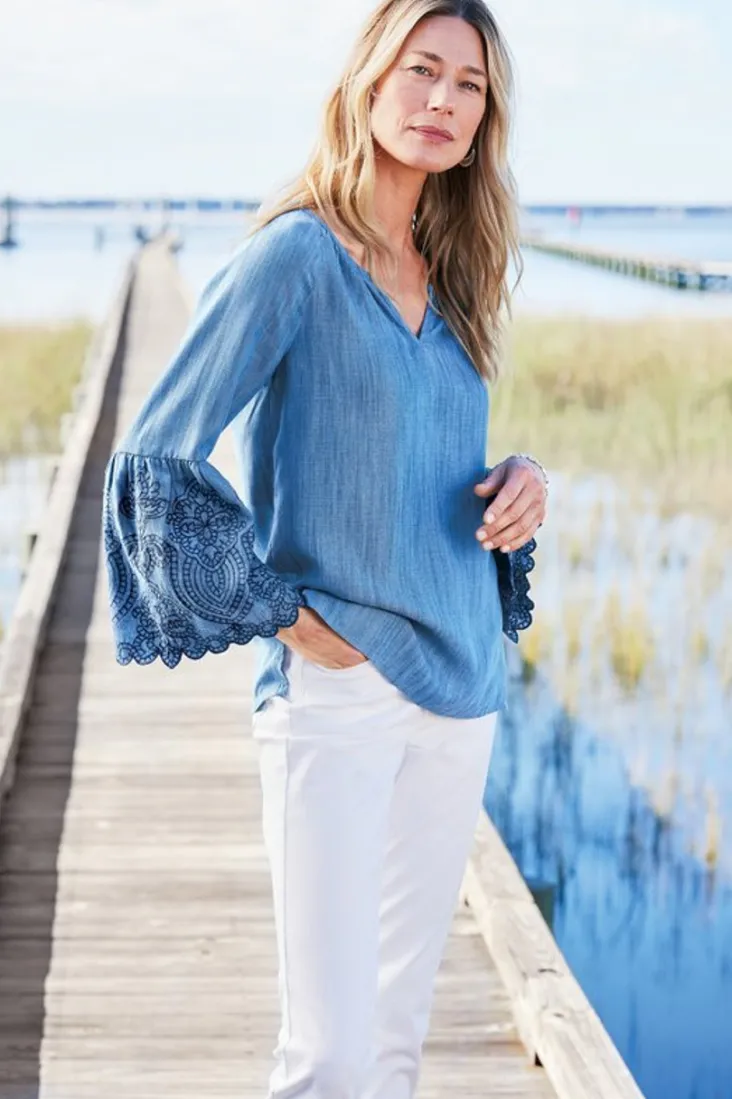Best Soft Surroundings Misty Tencel™ Shirt MediumWash