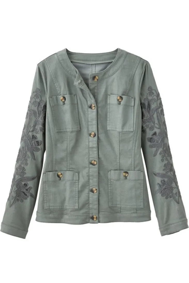 Discount Soft Surroundings Monterey Utility Jacket AgaveGreen