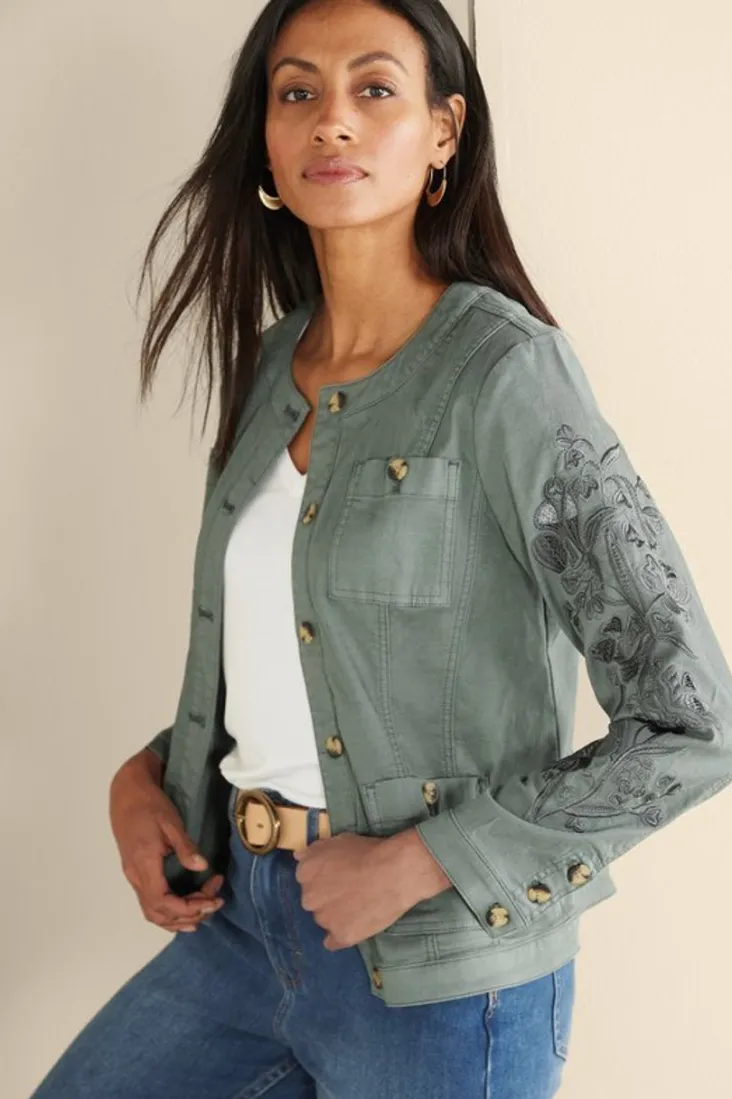 Discount Soft Surroundings Monterey Utility Jacket AgaveGreen