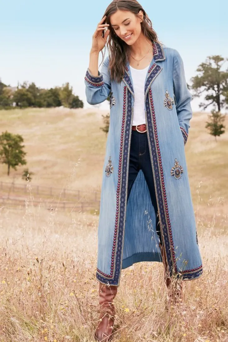 Discount Soft Surroundings Morena Duster DenimBlue