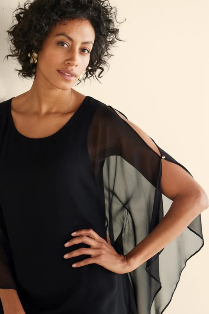 New Soft Surroundings Morlaix Silk Dress Black