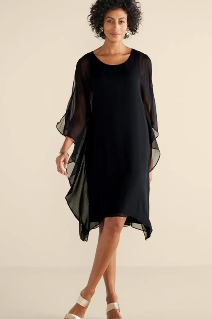 New Soft Surroundings Morlaix Silk Dress Black