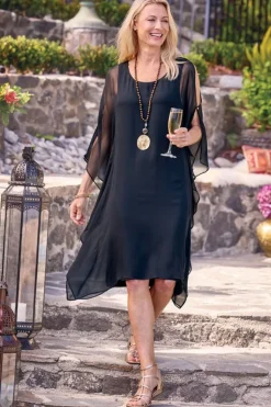New Soft Surroundings Morlaix Silk Dress Black