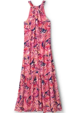 Clearance Soft Surroundings Nalani Gauze Maxi Dress IslandSunPaisleyCoral