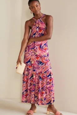 Clearance Soft Surroundings Nalani Gauze Maxi Dress IslandSunPaisleyCoral