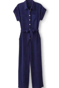 Hot Soft Surroundings Natasha Gauze Jumpsuit Navy