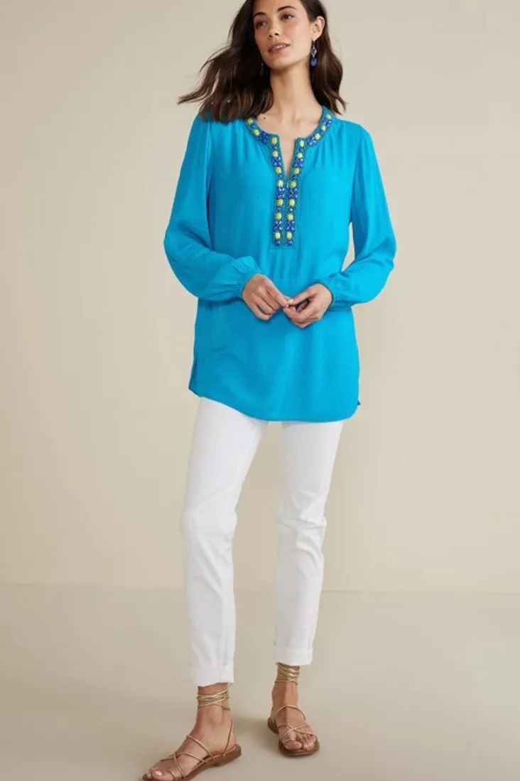 Discount Soft Surroundings Nellie Gauze Tunic BlueDanube