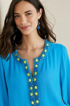 Discount Soft Surroundings Nellie Gauze Tunic BlueDanube