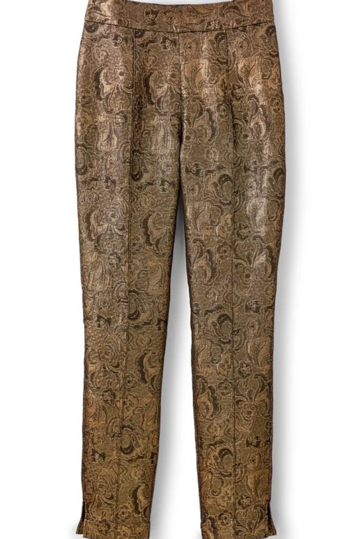 New Soft Surroundings Nevina Jacquard Trouser GoldFloral