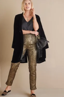 New Soft Surroundings Nevina Jacquard Trouser GoldFloral