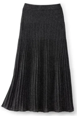 Outlet Soft Surroundings Nisha Knit Pleated Skirt Black/Silver