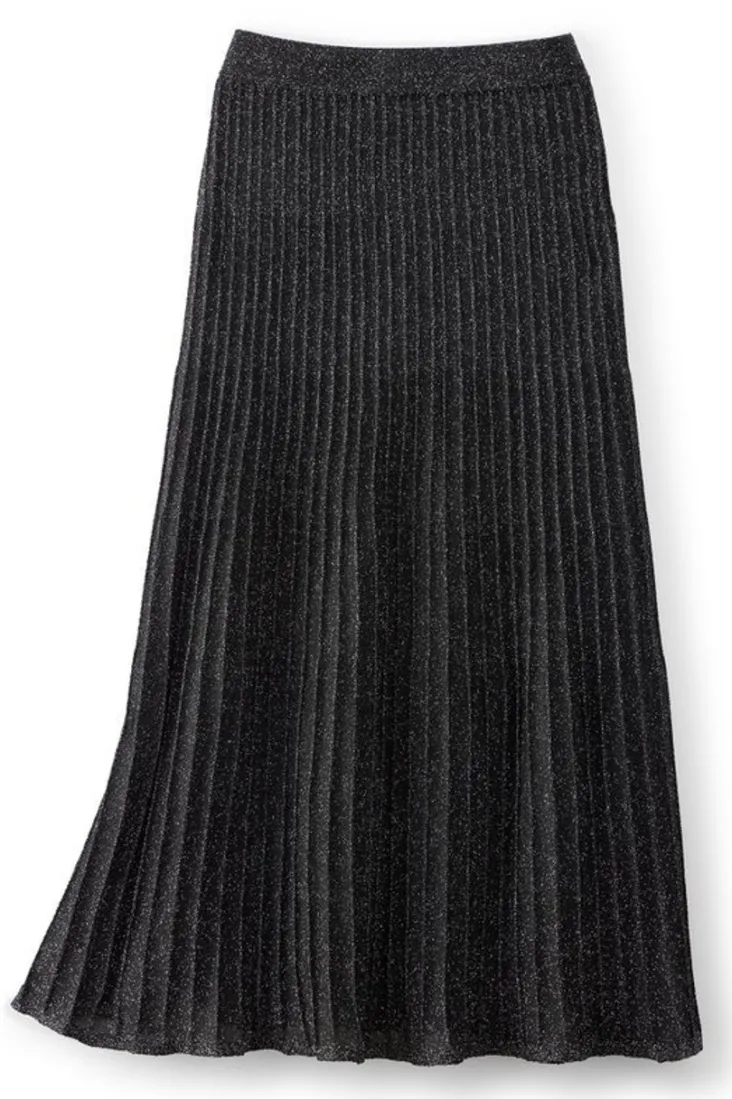 Outlet Soft Surroundings Nisha Knit Pleated Skirt Black/Silver