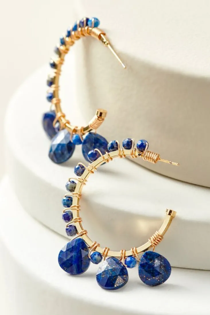 Outlet Soft Surroundings Odeta Hoop Earrings Lapis