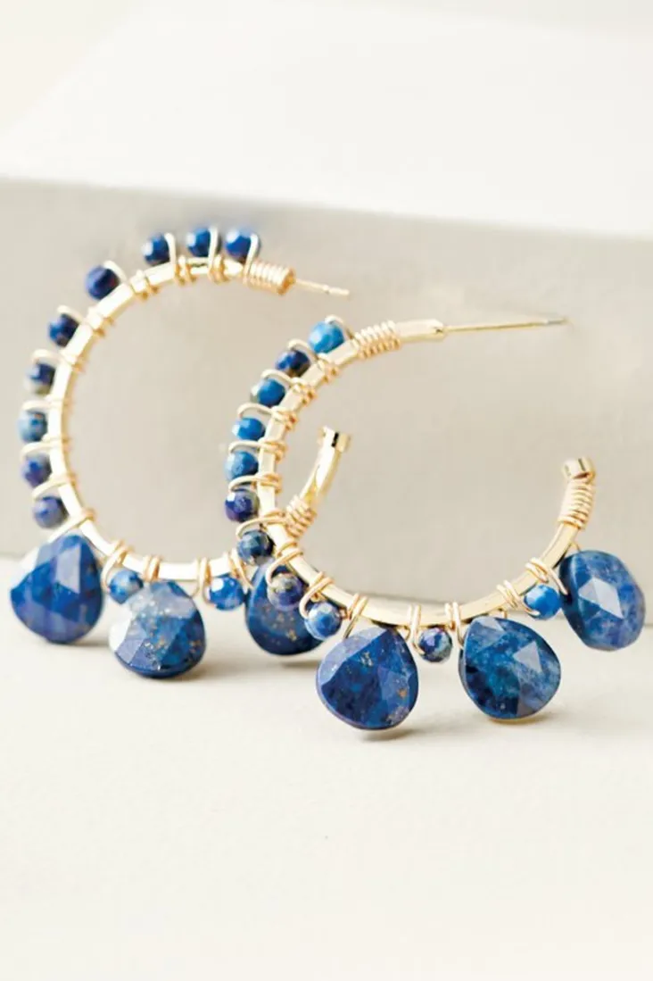 Outlet Soft Surroundings Odeta Hoop Earrings Lapis