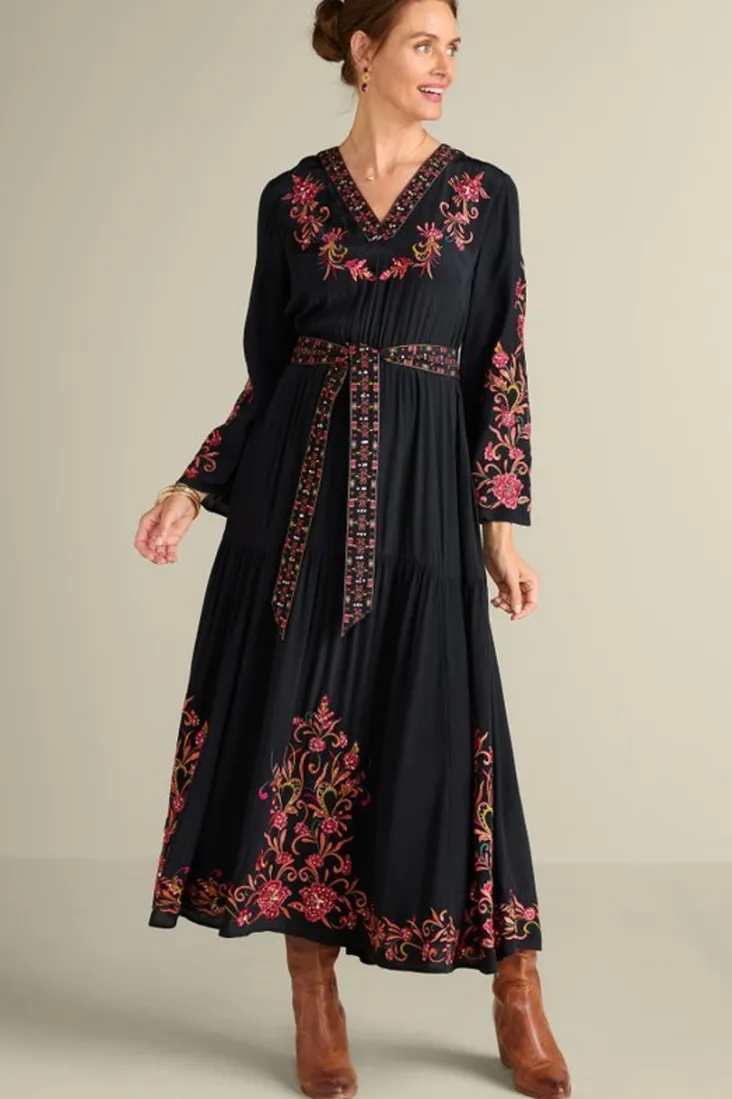 Discount Soft Surroundings Onyx Embellished Maxi Dress Black