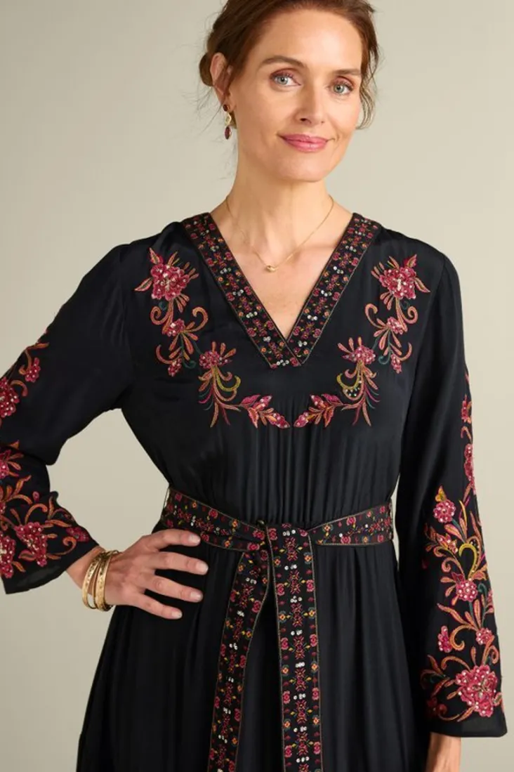 Discount Soft Surroundings Onyx Embellished Maxi Dress Black