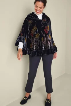 Clearance Soft Surroundings Palara Velvet Wrap BlackMulti