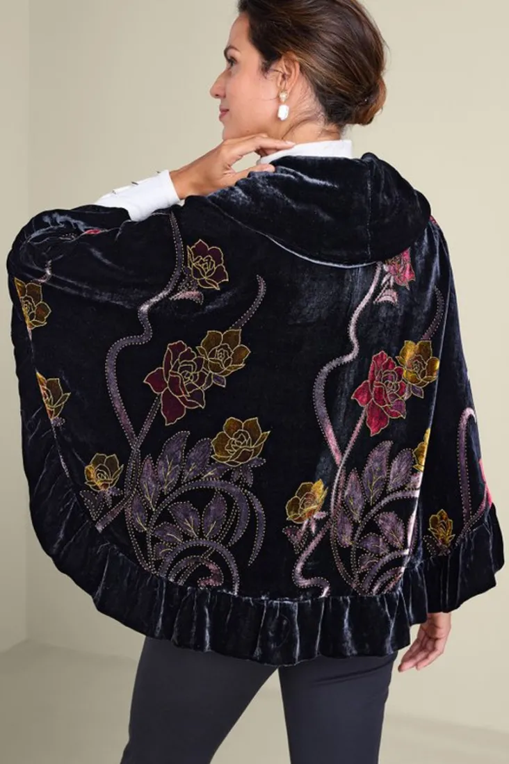 Clearance Soft Surroundings Palara Velvet Wrap BlackMulti