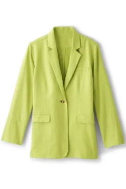 Discount Soft Surroundings Portofino Linen Blend Boyfriend Blazer Lime