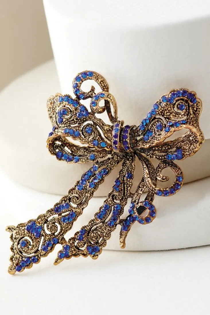 Soft Surroundings Put A Bow On It Brooch Blue