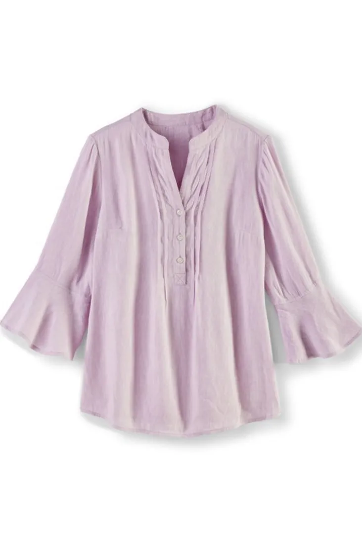 Soft Surroundings Raisa Linen Blend Top BlueBell