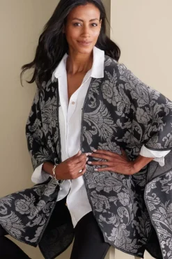 Clearance Soft Surroundings Rian Jacquard Ruana NeutralFloral