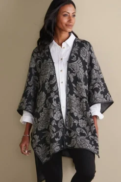 Clearance Soft Surroundings Rian Jacquard Ruana NeutralFloral