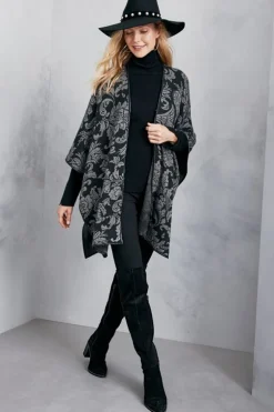 Clearance Soft Surroundings Rian Jacquard Ruana NeutralFloral