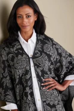 Clearance Soft Surroundings Rian Jacquard Ruana NeutralFloral