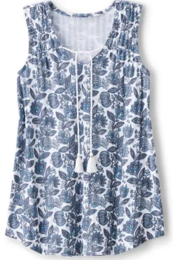 Soft Surroundings Roxie Printed Pointelle Tank SantaCruzDitsyWhite