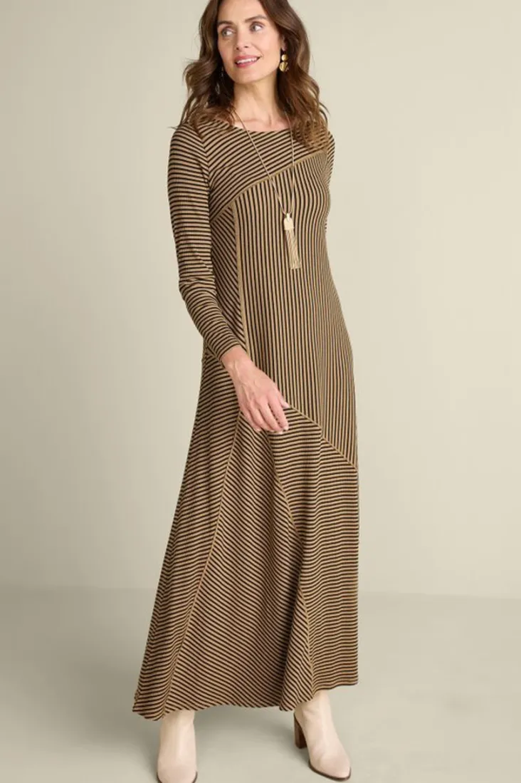 Soft Surroundings Ryley Dress Brown/BlackStripe