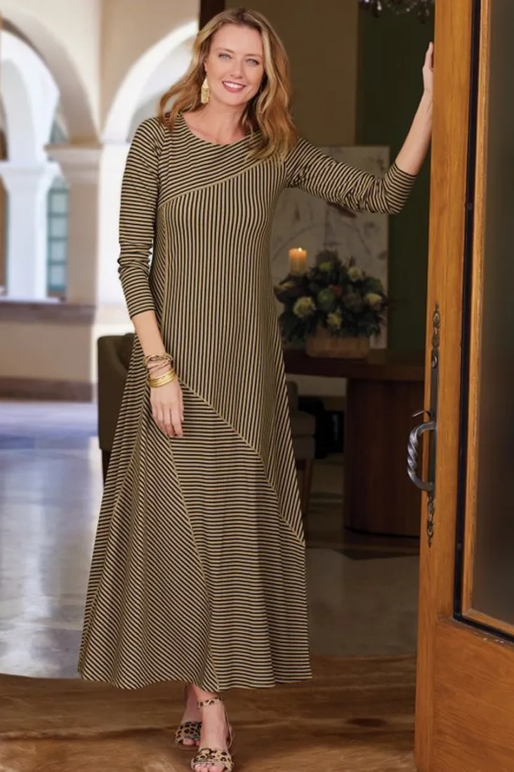 Soft Surroundings Ryley Dress Brown/BlackStripe