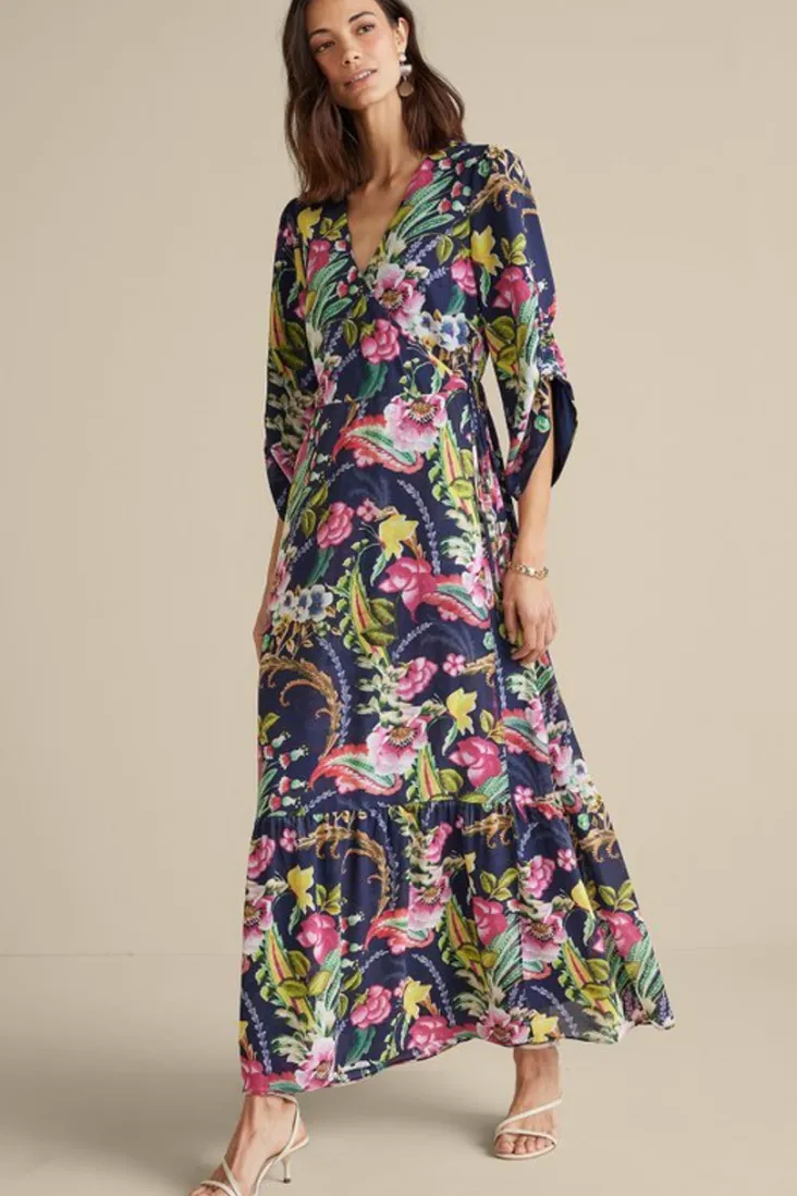Outlet Soft Surroundings Samantha Maxi Dress NavyPaisley