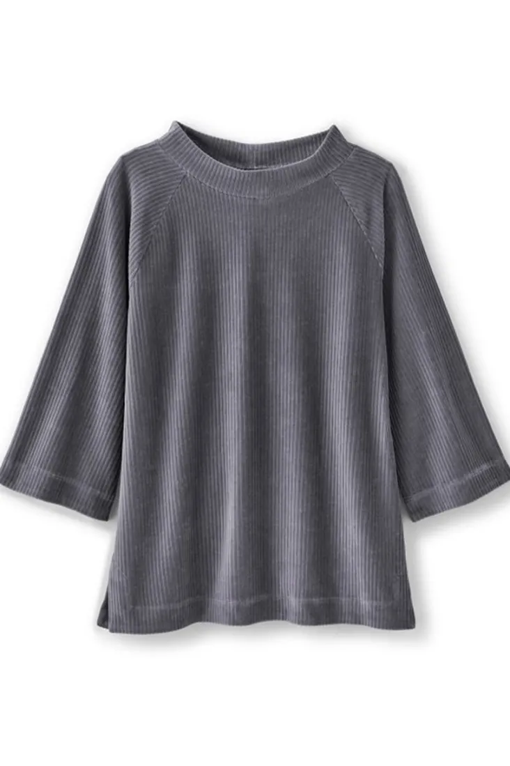 Soft Surroundings Samina Corduroy Pullover ShorelineGrey