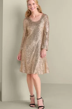 Best Soft Surroundings Sancerre Sequin Dress GoldSequin