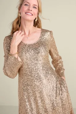 Best Soft Surroundings Sancerre Sequin Dress GoldSequin