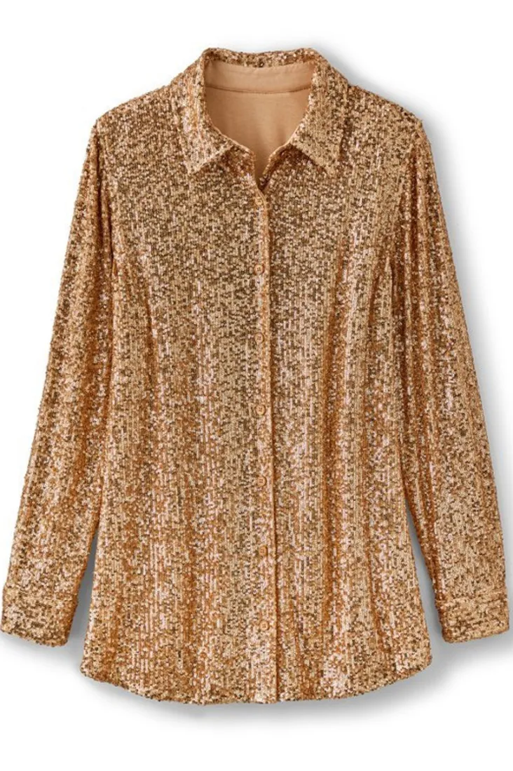 New Soft Surroundings Sancerre Sequin Shirt