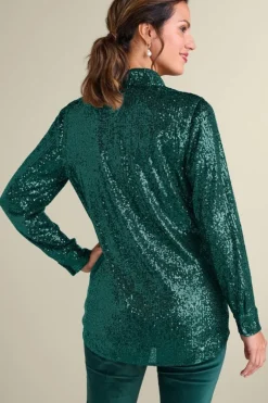 New Soft Surroundings Sancerre Sequin Shirt
