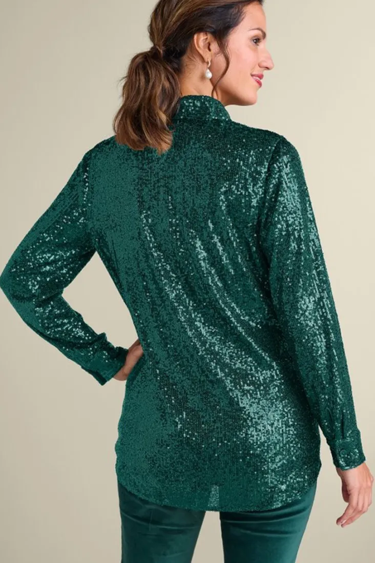 New Soft Surroundings Sancerre Sequin Shirt