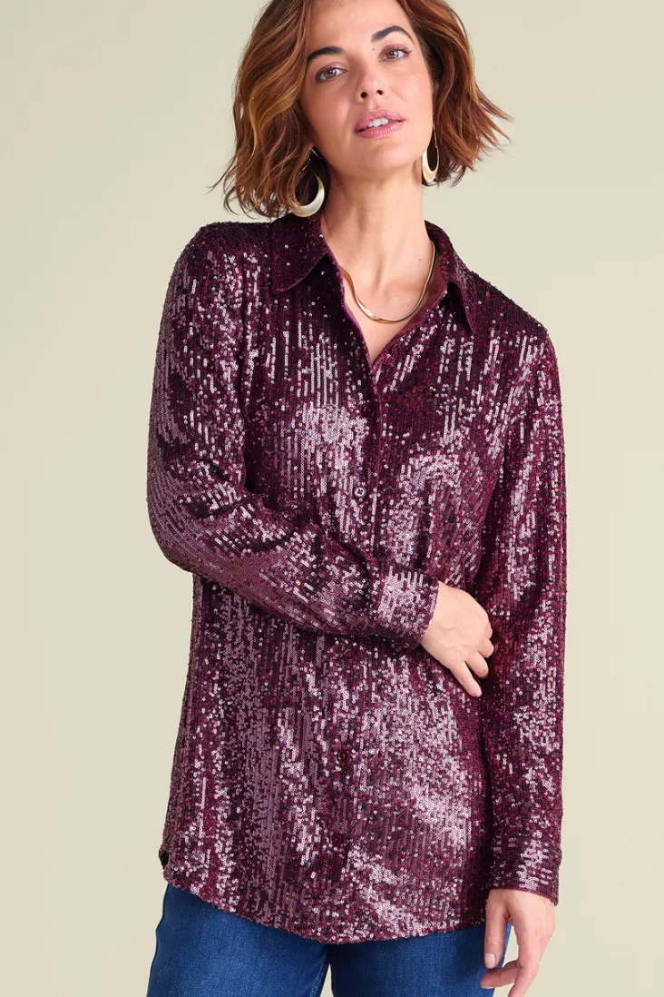 New Soft Surroundings Sancerre Sequin Shirt