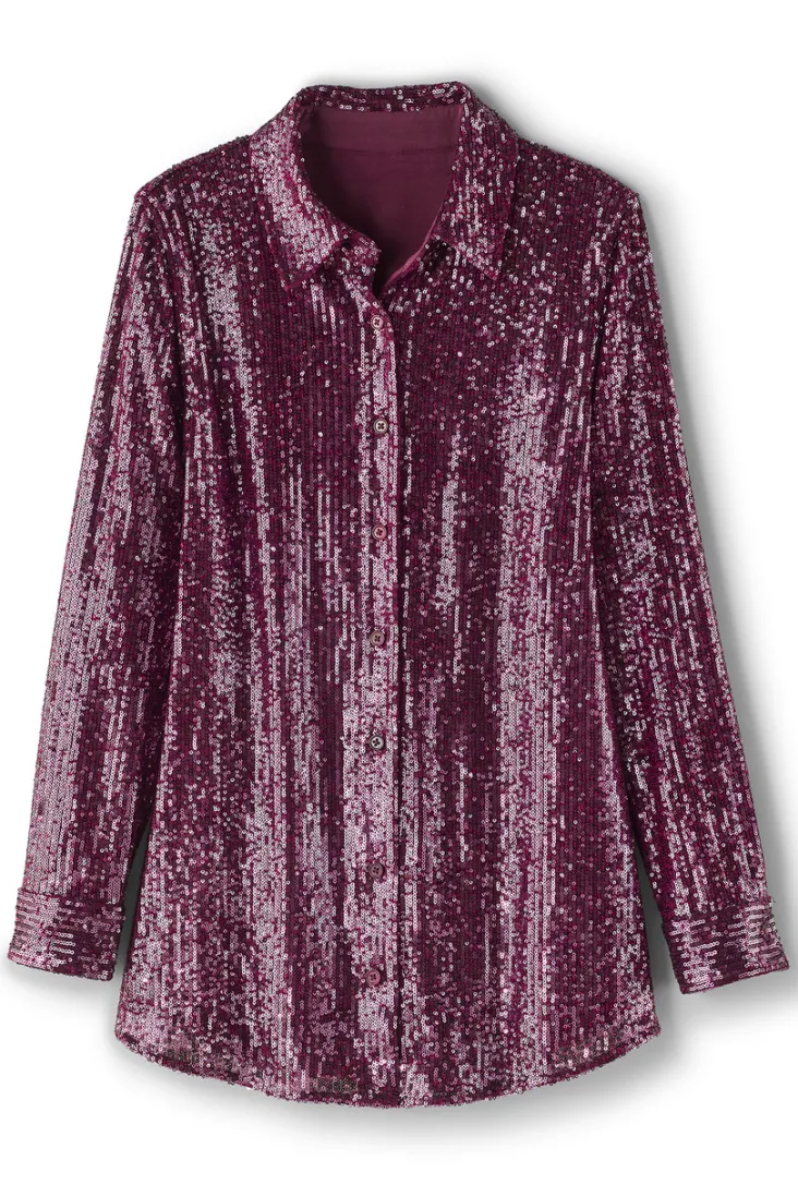 New Soft Surroundings Sancerre Sequin Shirt