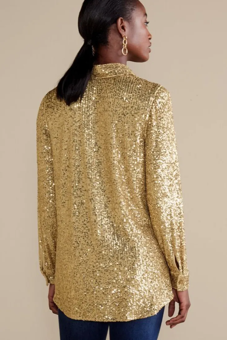 New Soft Surroundings Sancerre Sequin Shirt